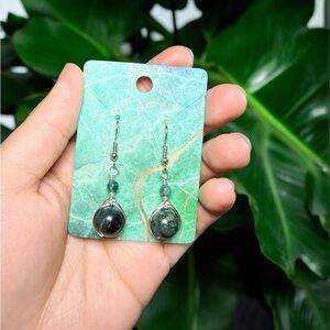 Kambaba Jasper & Moss Agate Earrings | 10mm | Hypoallergenic